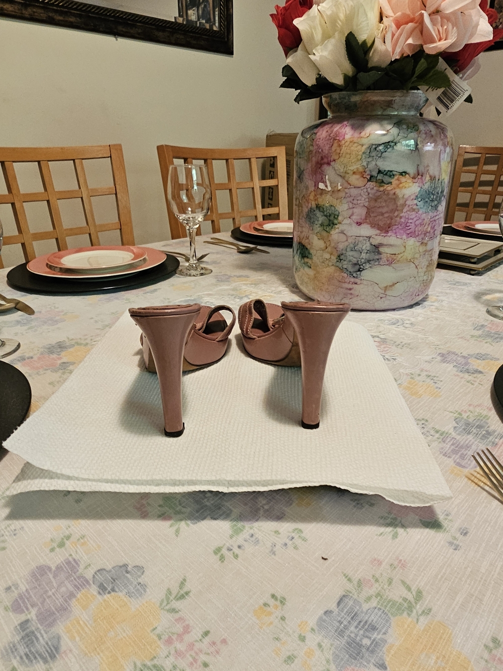 Yves Saint Laurent Pink Leather Slide Sandals - Picture 4 of 6